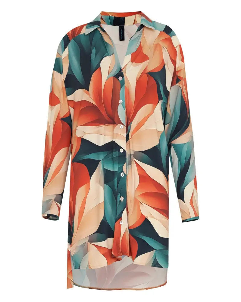 Lygia & Nanny Meline Hemdkleid mit Blumen-Print - Orange Orange