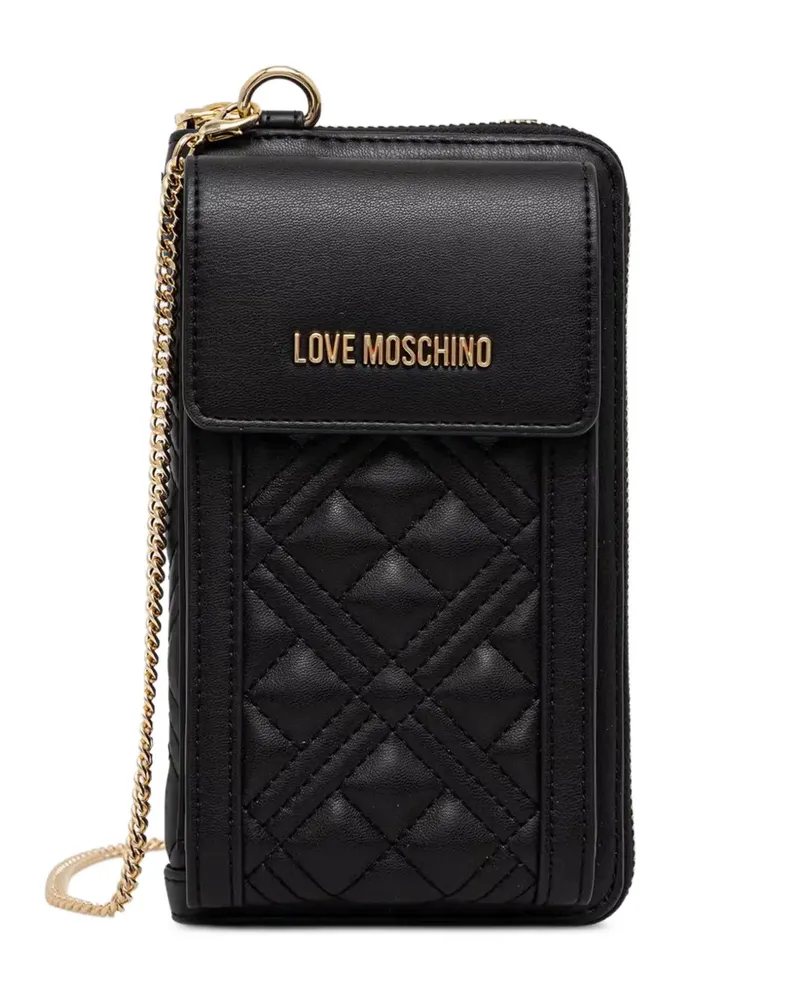 Moschino quilted logo-plaque wallet - Schwarz Schwarz