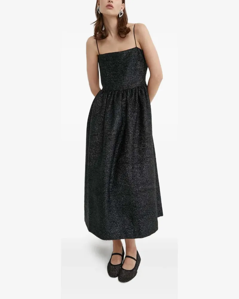 Stine Goya Midikleid mit eckigem Ausschnitt - Schwarz Schwarz