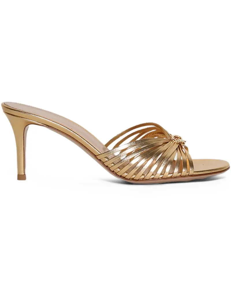Gianvito Rossi leather-trimmed knotted mules - Gold Gold