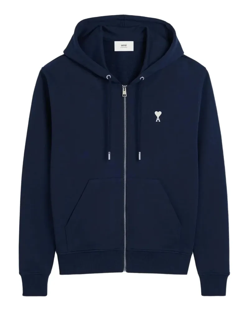 AMI Paris Kapuzenjacke mit Logo-Stickerei - Blau Blau