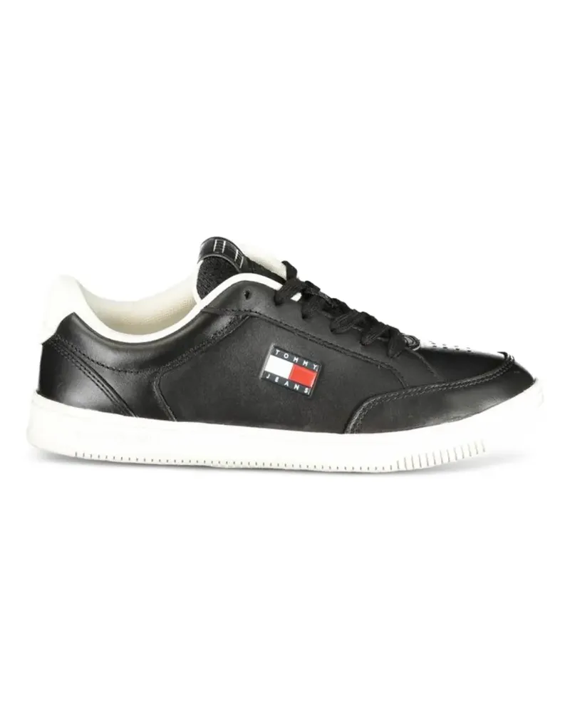 Tommy Hilfiger logo-patch perforated sneakers - Schwarz Schwarz