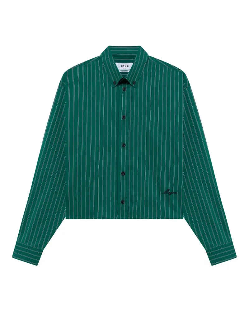 MSGM Cropped-Hemd mit Nadelstreifen - Grün Grün