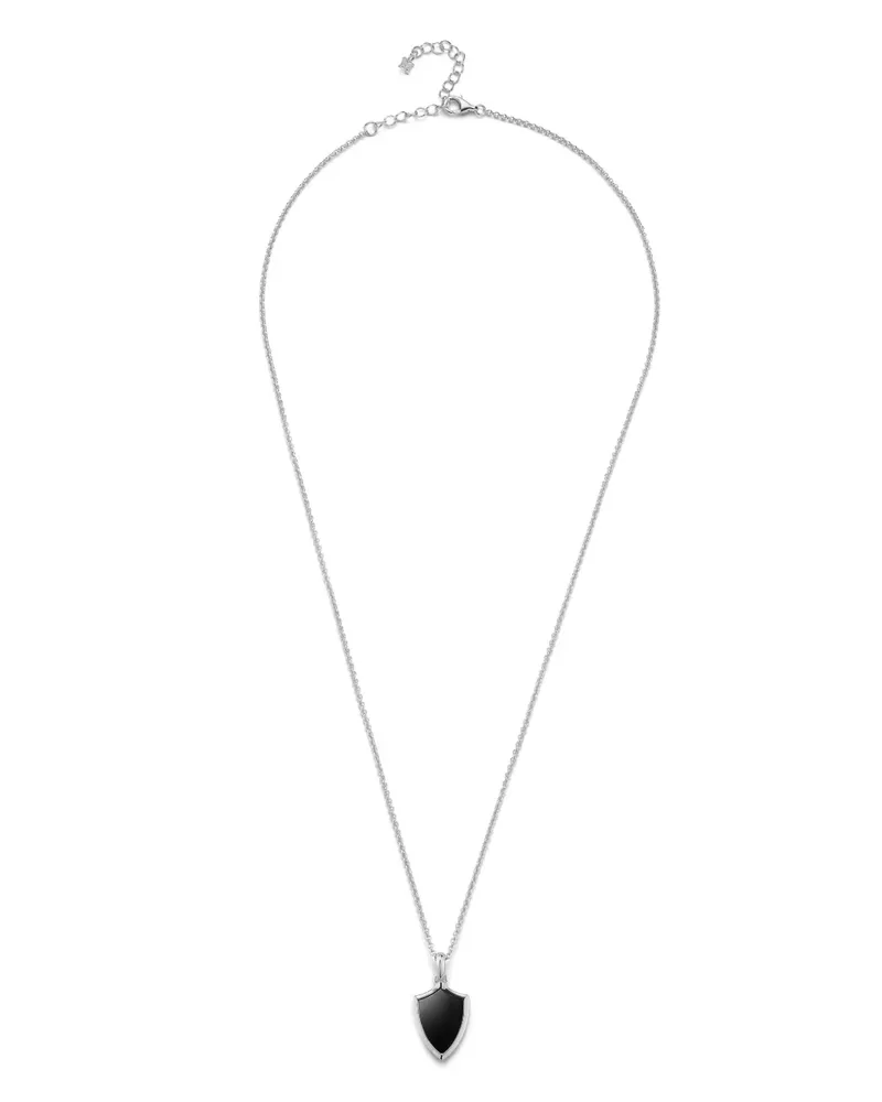 MATEO Halskette mit Onyx-Schild - Silber Silber