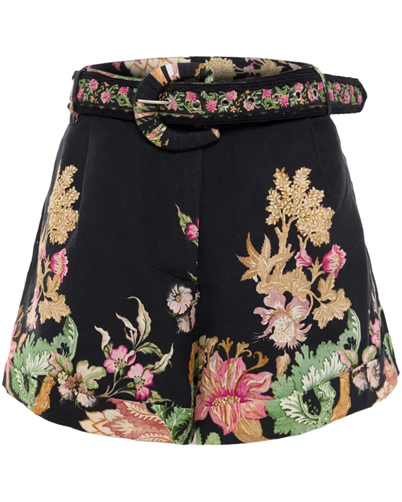 Hemant & Nandita Shorts mit Blumen-Print - Schwarz Schwarz