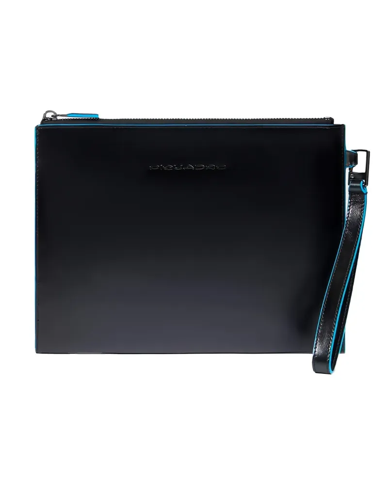 Piquadro Clutch mit Logo-Schild - Schwarz Schwarz