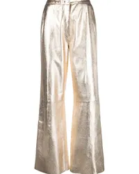 forte_forte Wide-Leg-Hose in Metallic-Optik Gold