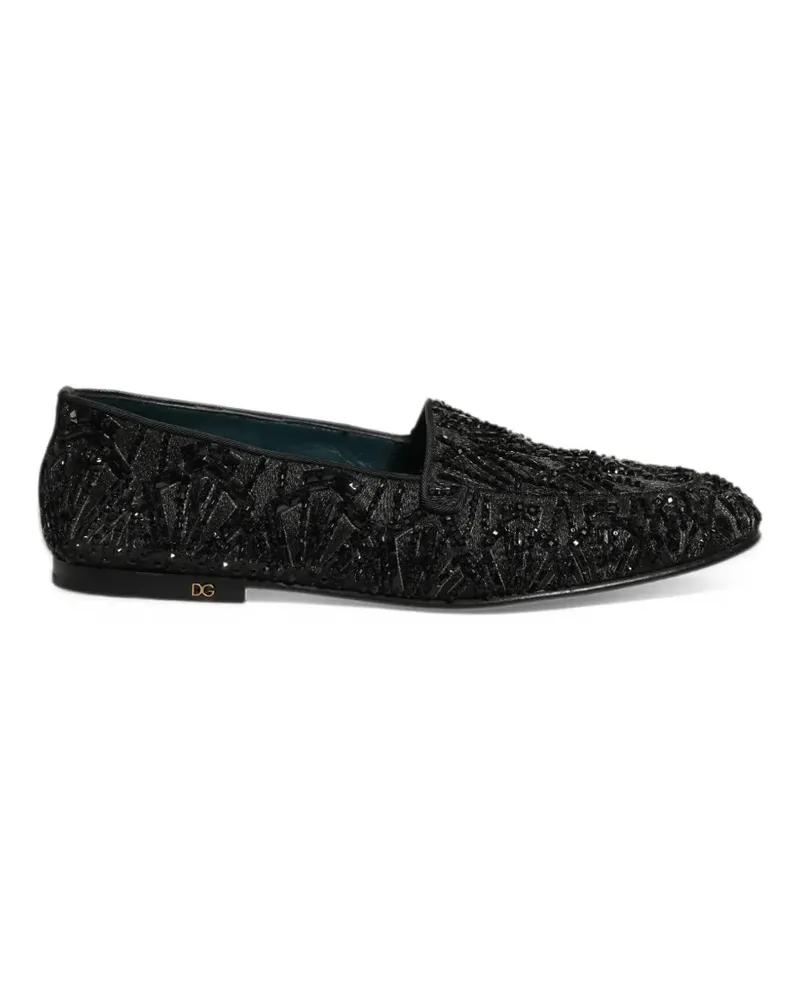 Dolce & Gabbana bead-embellished velvet loafers - Schwarz Schwarz