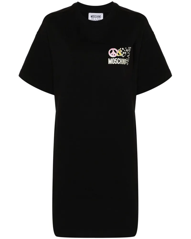 Moschino T-Shirtkleid mit Logo-Print - Schwarz Schwarz