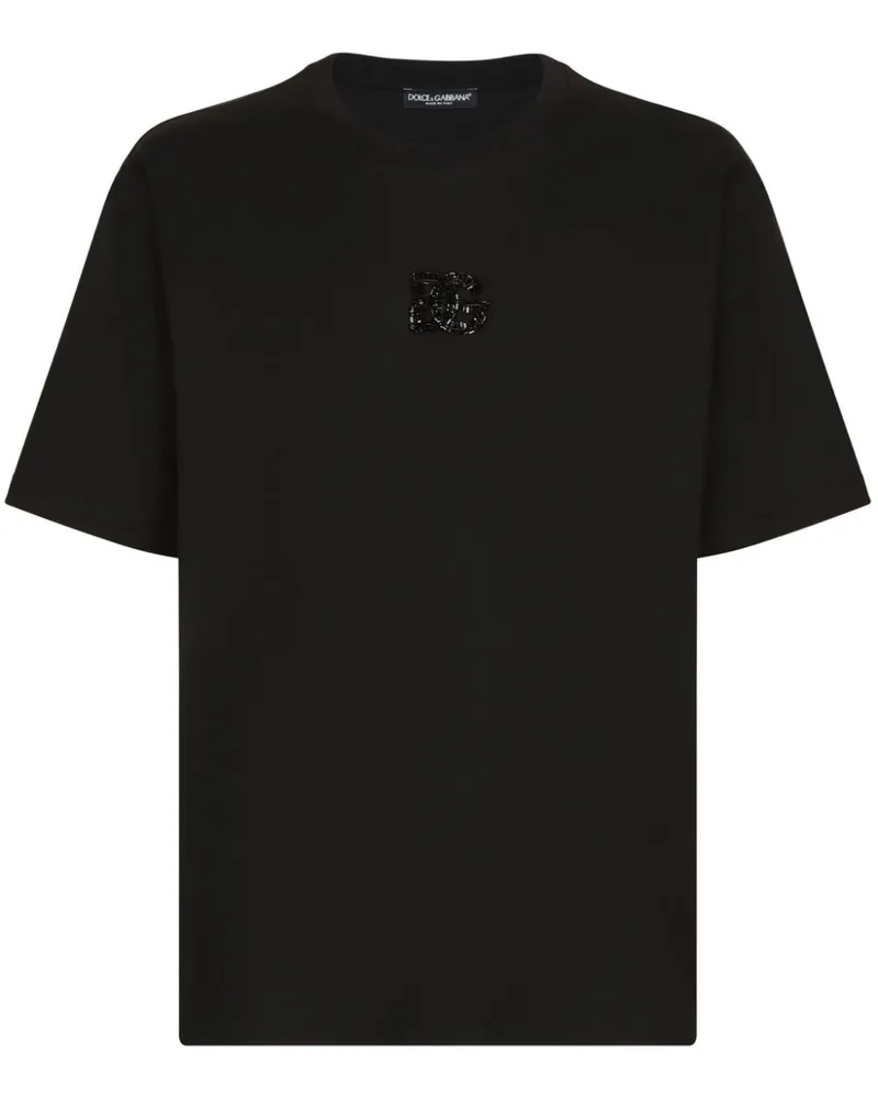 Dolce & Gabbana T-Shirt mit Strassverzierung - Schwarz Schwarz