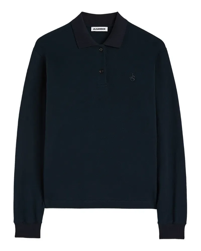 Jil Sander Piquet-Poloshirt mit Monogramm-Stickerei - Blau Blau