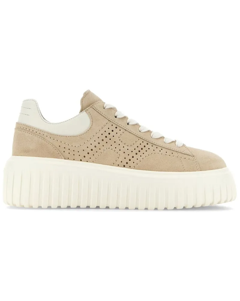 Hogan H-Stripes Sneakers mit perforiertem Logo - Nude Nude