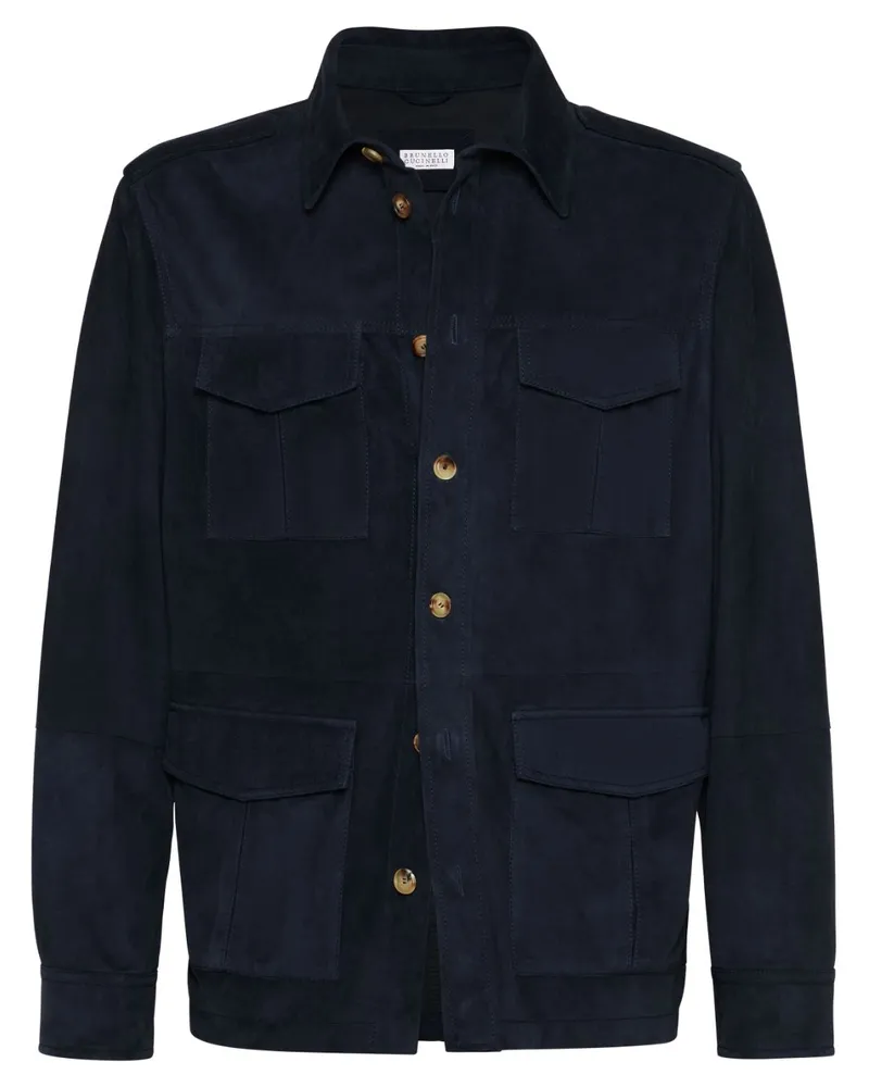 Brunello Cucinelli Hemdjacke aus Leder - Blau Blau