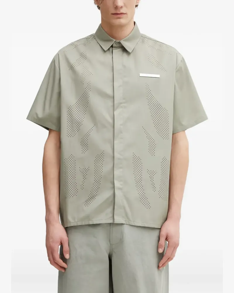 Heliot Emil Alsoran perforated logo-plaque shirt - Grün Grün