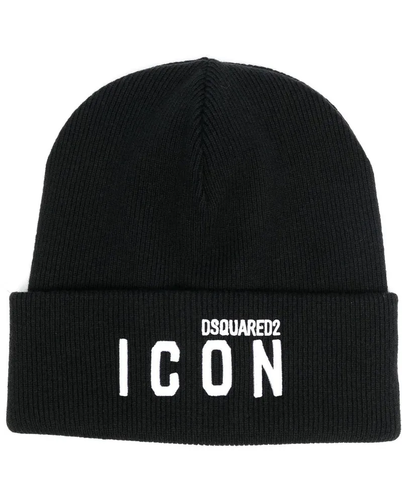 Dsquared2 Beanie mit Logo-Print Schwarz