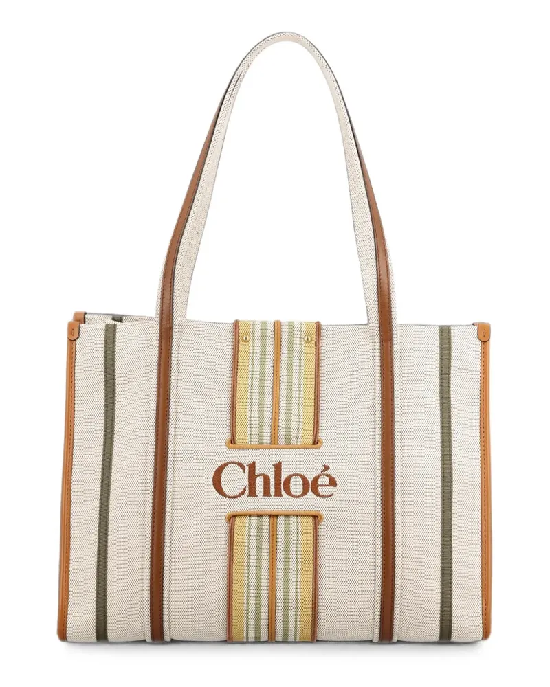 Chloé small Woody Loop tote bag in canvas - Nude Nude