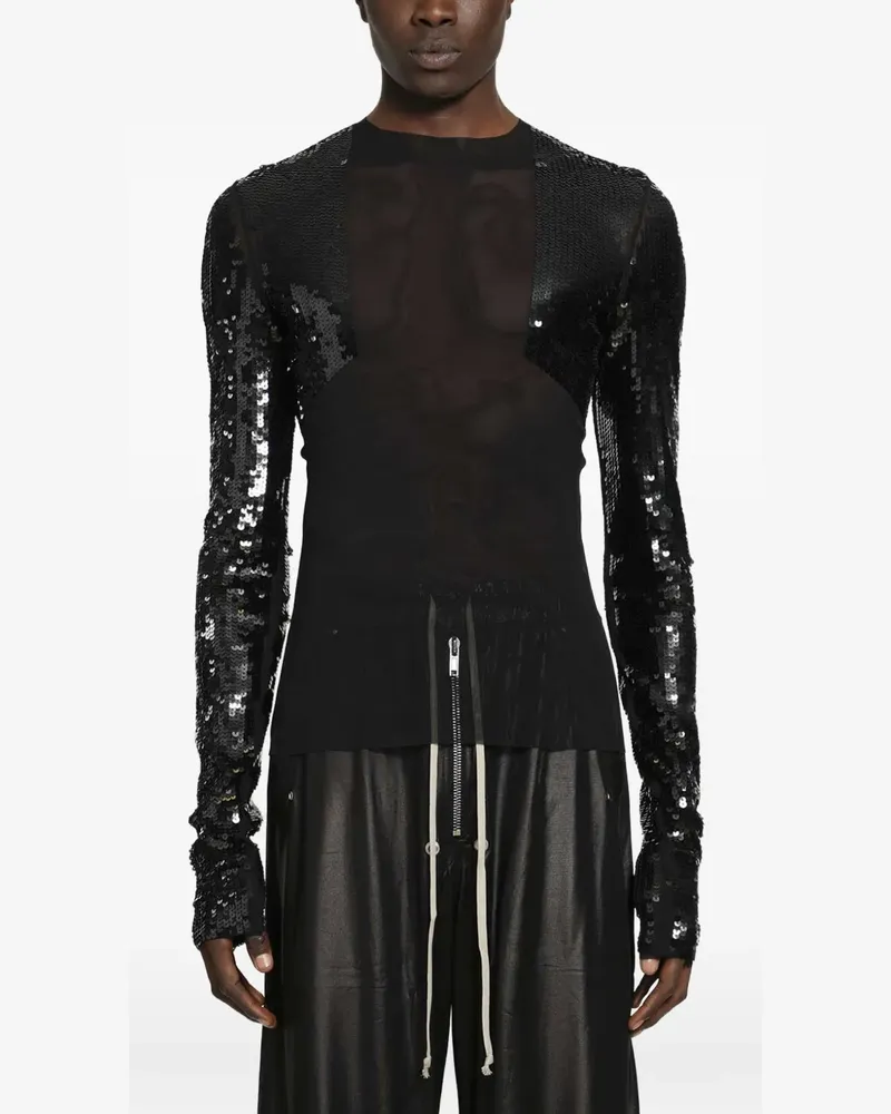 Rick Owens Temple Dennis sequin-embellished T-shirt - Schwarz Schwarz