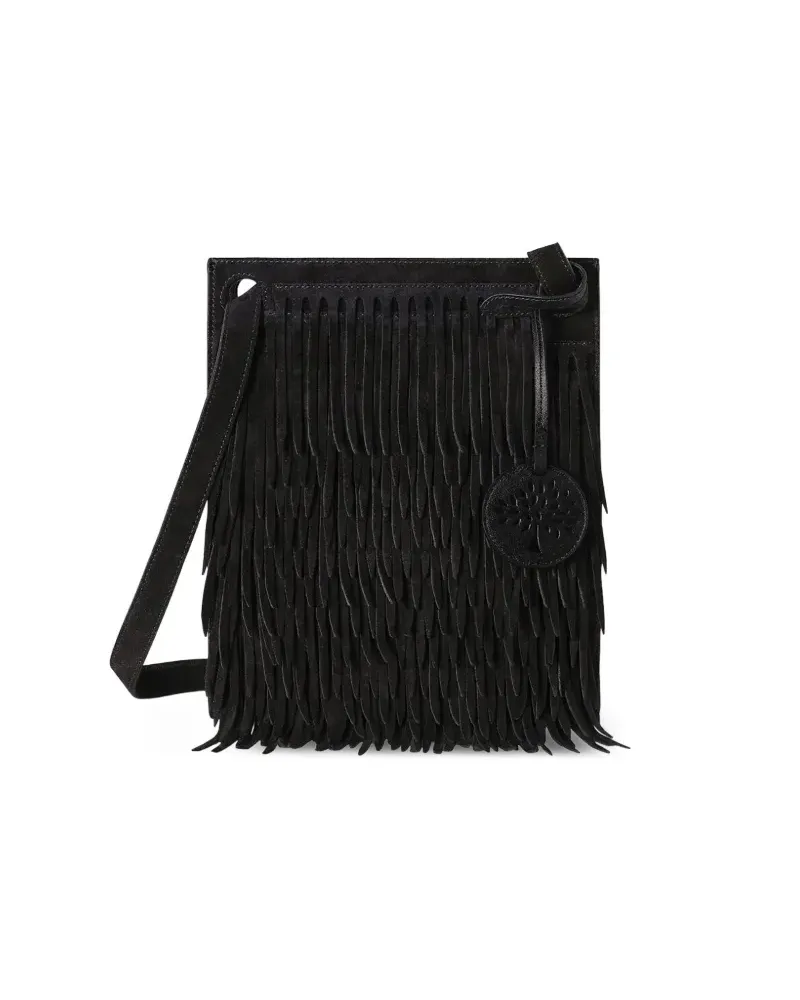 Mulberry Mini Soft Tote Tote Bag aus Wildleder mit Fransen - Schwarz Schwarz