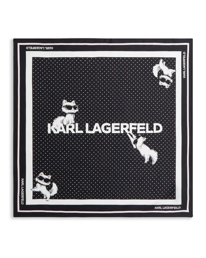 Karl Lagerfeld Ikonik Choupette Schal mit Polka Dots - Schwarz Schwarz