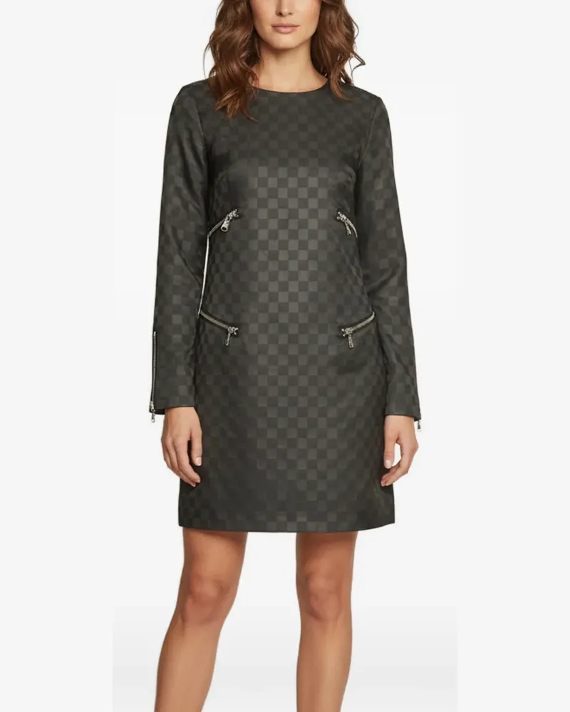 Marc Jacobs checker-pattern zip-detail mini dress - Schwarz Schwarz