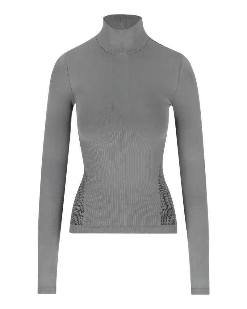 Fendi Rollkragenoberteil mit Monogramm - Grau Grau