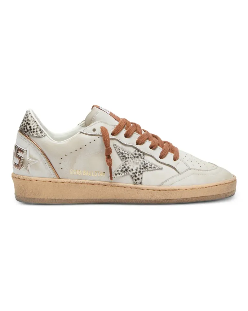 Golden Goose Ball Star Sneakers aus Leder mit Zehenkappe und Fersenbesatz aus Ponyfell mit Paspelierung und farblich passendem Stern - Nude Nude