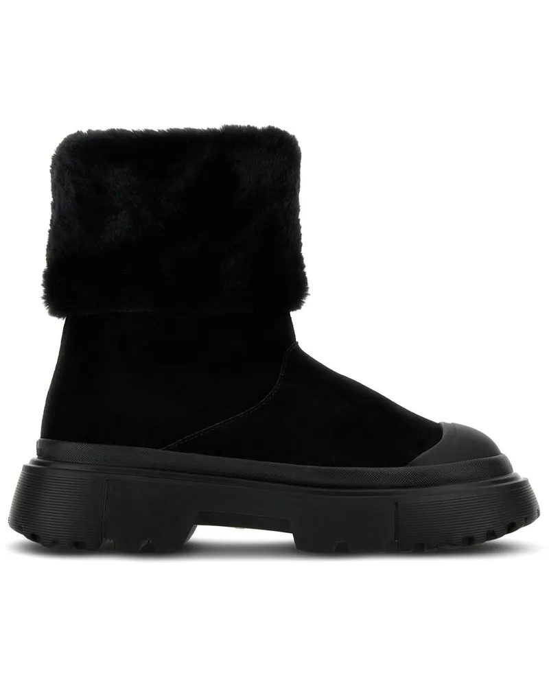 Hogan Wildlederstiefel mit Faux Fur - Schwarz Schwarz