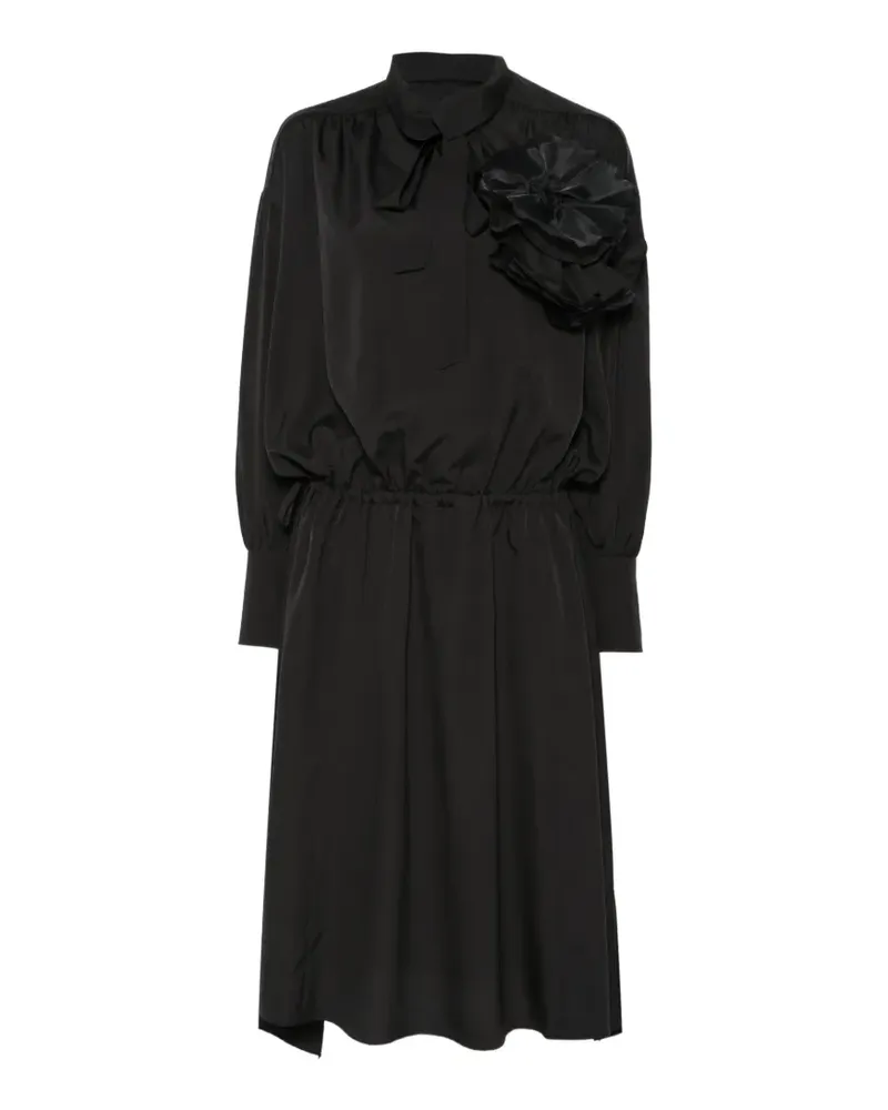 JUUN.J corsage-embellished pussy-bow midi dress - Schwarz Schwarz