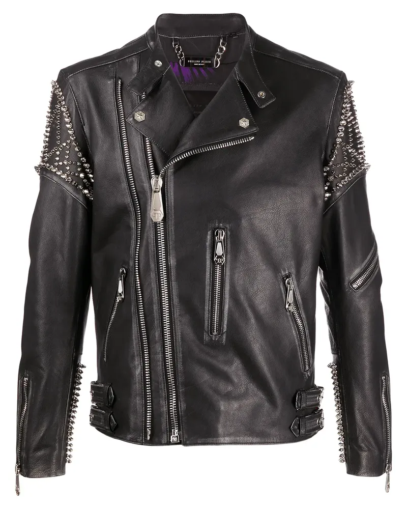 Philipp Plein Plein' Bikerjacke - Schwarz Schwarz