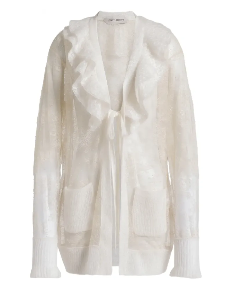 Alberta Ferretti ruffled-collar cardigan - Nude Nude