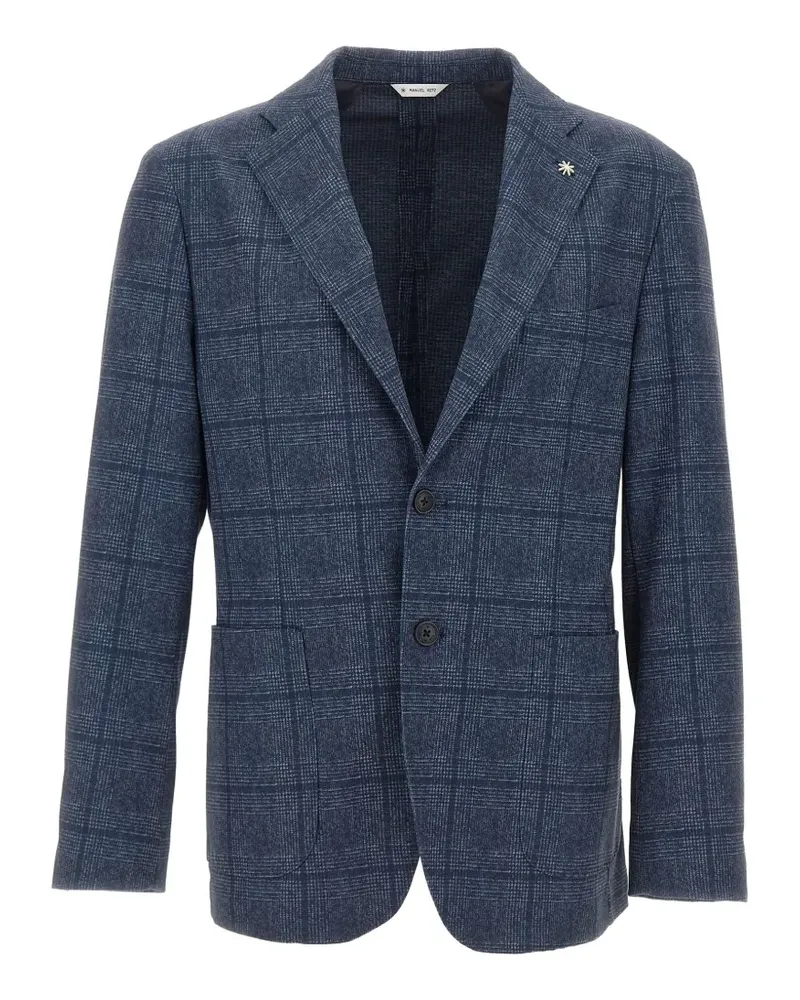 Manuel Ritz micro-check single-breasted blazer - Blau Blau
