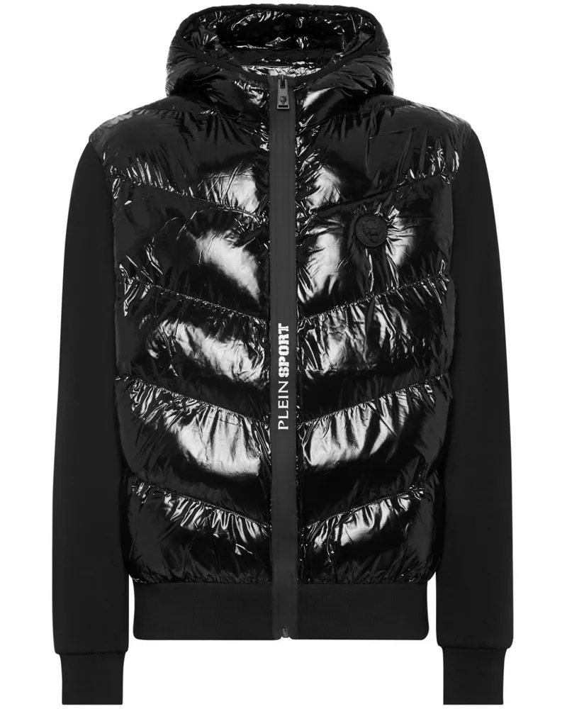 Philipp Plein Gefütterte Jacke mit Logo-Applikation - Schwarz Schwarz