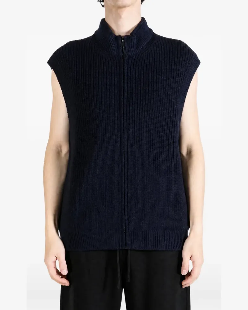 Margaret Howell ribbed-knit zip-up vest - Blau Blau