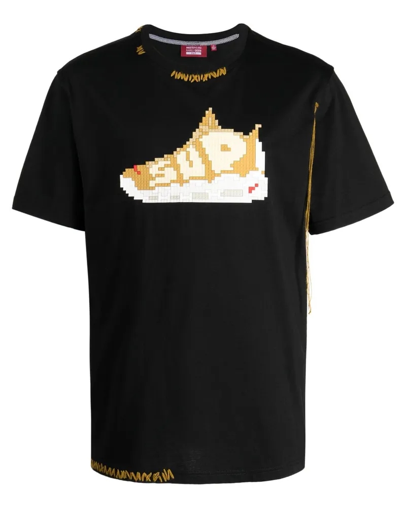 Mostly Heard Rarely Seen T-Shirt mit Ziernähten - Schwarz Schwarz