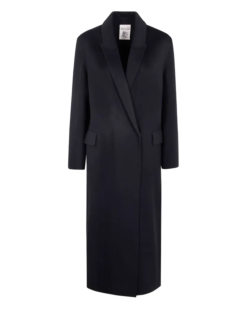 Semicouture Klassischer Wollmantel - Schwarz Schwarz