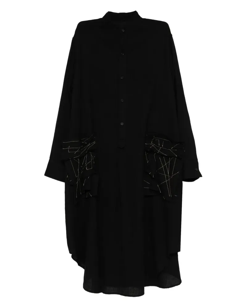 Yohji Yamamoto Kleid mit A-Stickerei - Schwarz Schwarz