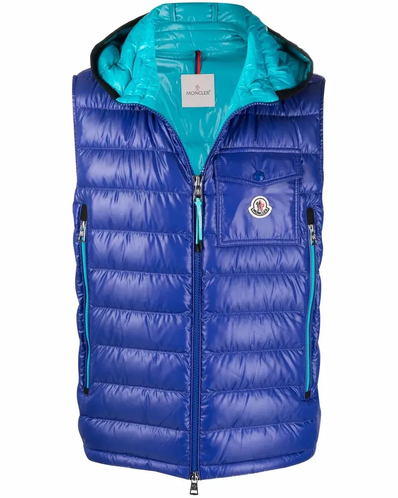 Moncler Ragot Daunenweste mit Logo-Patch - Blau Blau
