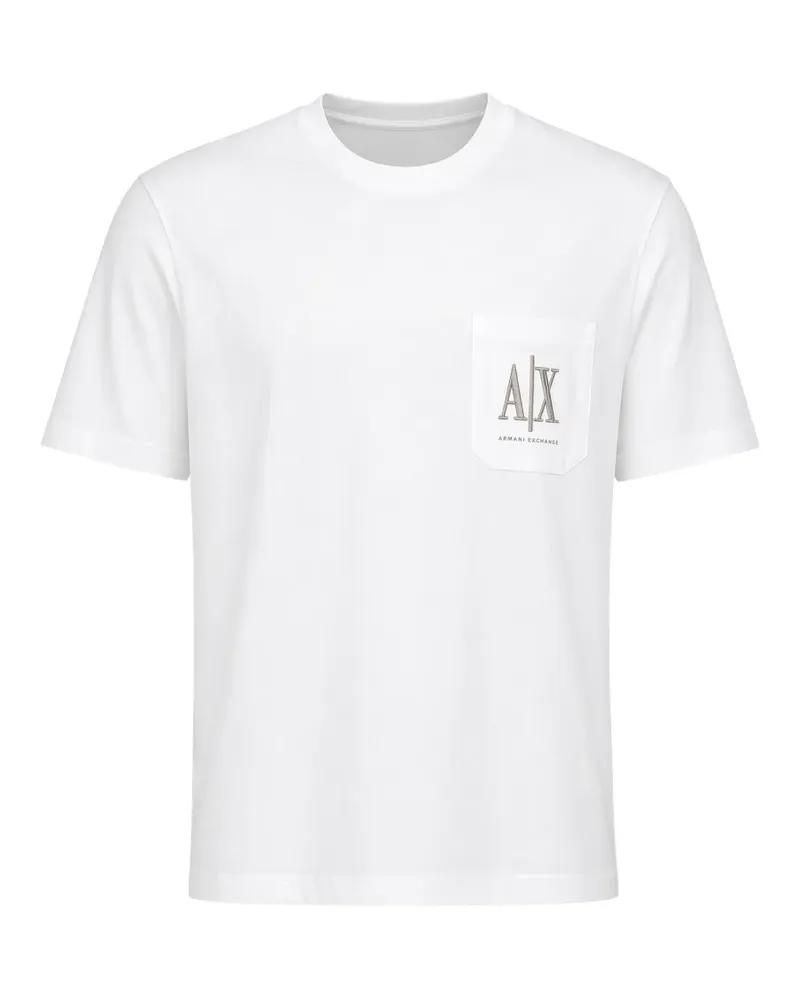 Armani Exchange logo-embroidered pocket T-shirt - Weiß Weiß