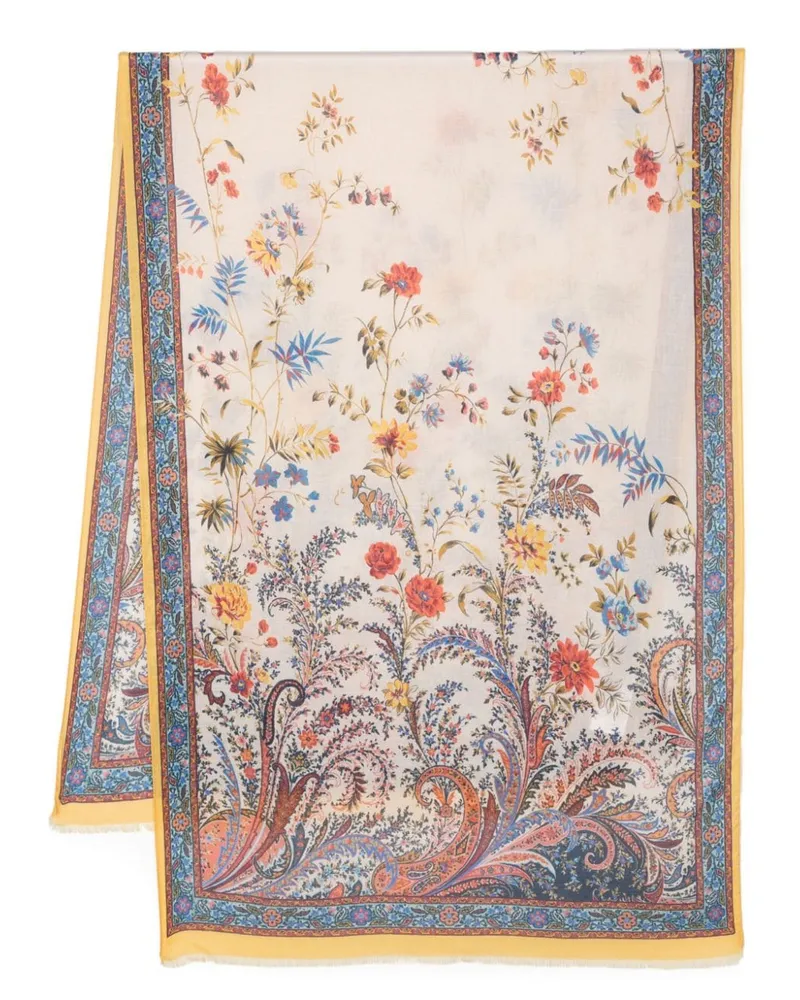 Etro Chiffon-Schal mit Blumen-Print Nude