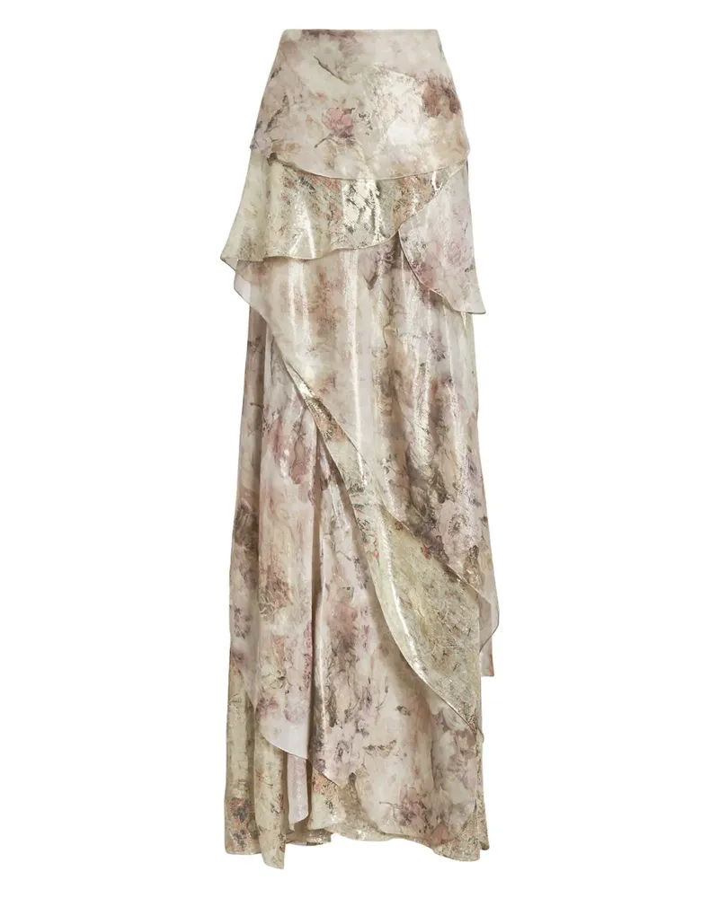 Ralph Lauren Gerüschter Minirock mit Blumen - Nude Nude