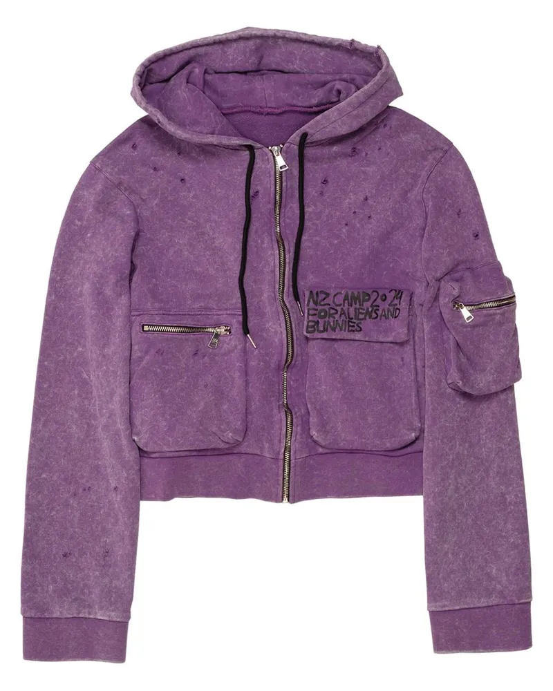 Natasha Zinko Cropped-Cargo-Hoodie - Violett Violett