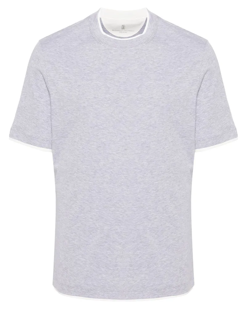 Brunello Cucinelli T-Shirt mit Kanten im Layering-Look - Grau Grau