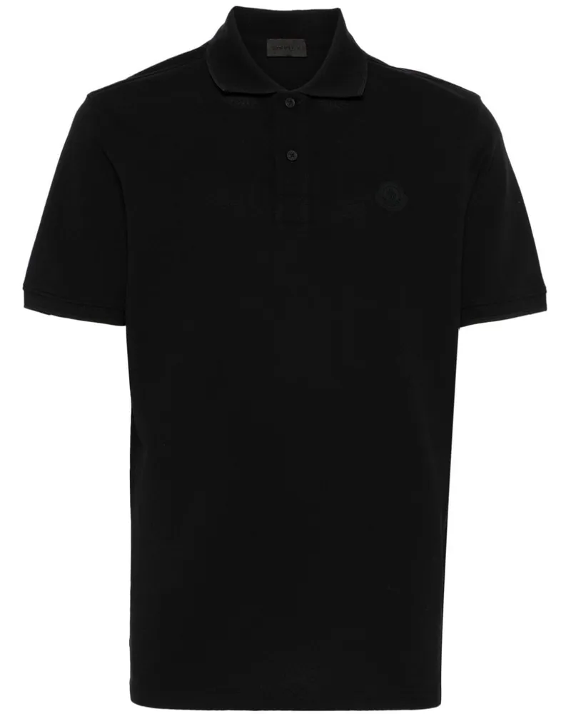 Moncler Poloshirt mit gummiertem Logo - Schwarz Schwarz