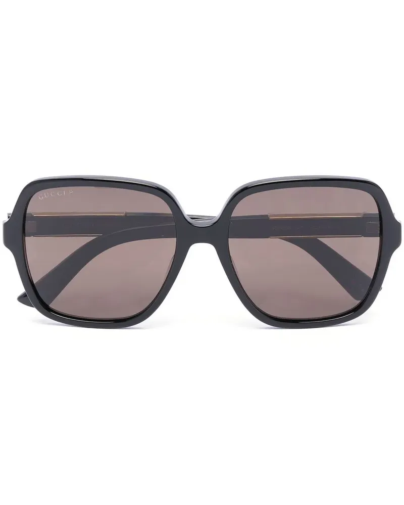 Gucci Sonnenbrille mit eckigem Gestell - Schwarz Schwarz