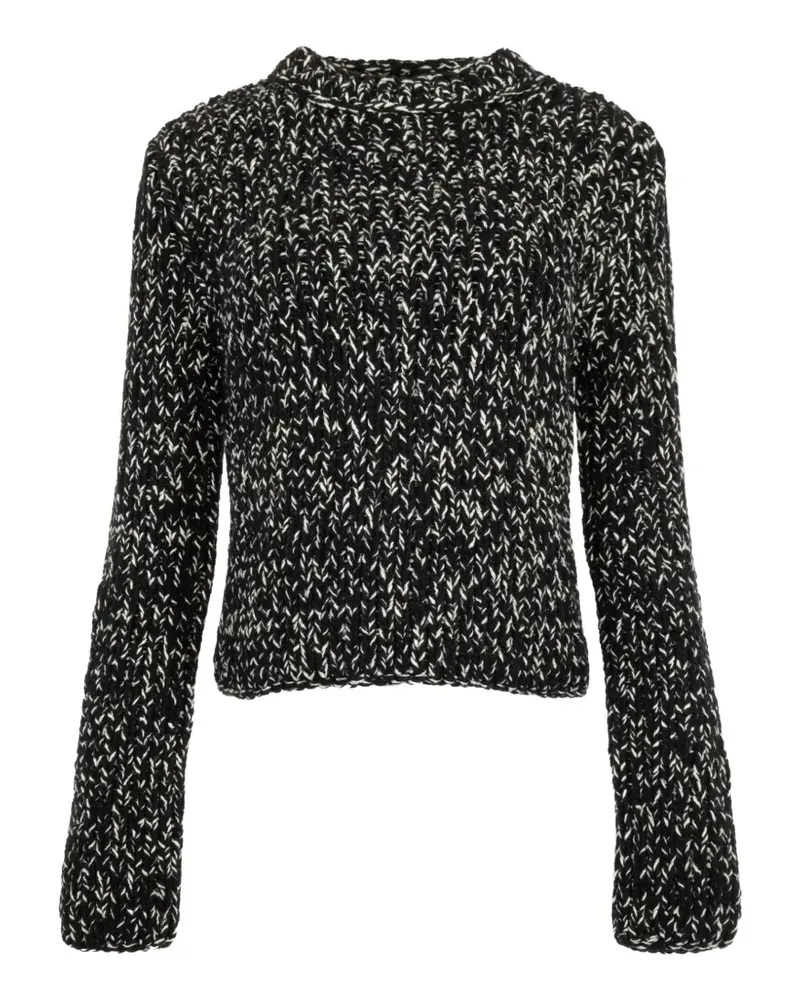Totême wool silk crew neck black/ecru - Schwarz Schwarz