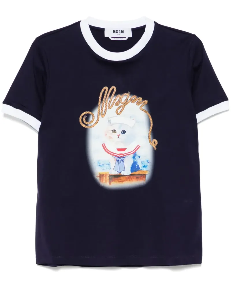 MSGM T-Shirt mit grafischem Print - Blau Blau