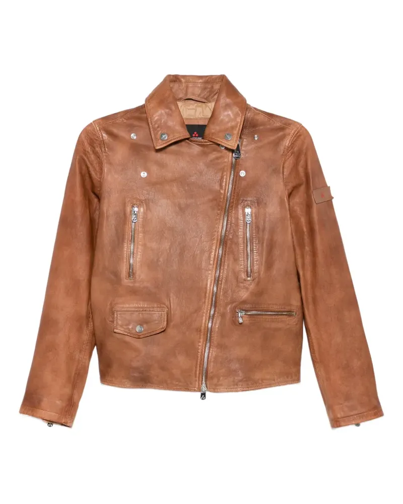 Peuterey asymmetric-zip leather jacket - Braun Braun
