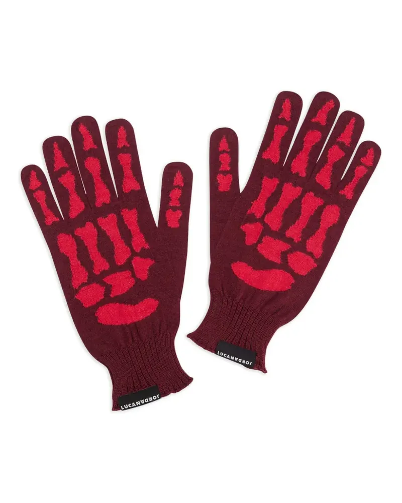 JORDANLUCA Handschuhe mit Skelett-Print - Rot Rot
