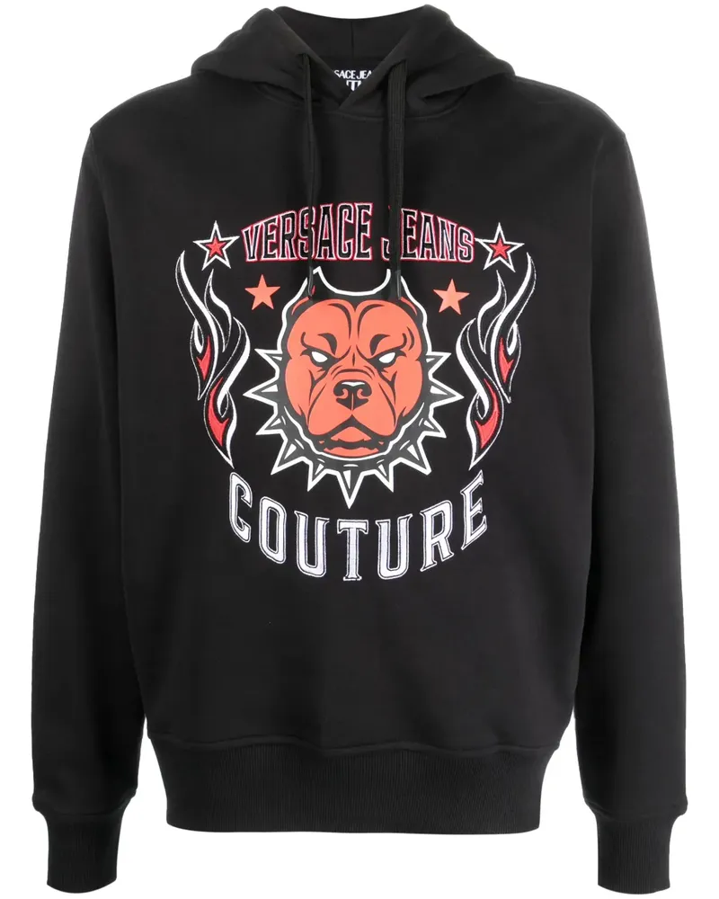 Versace Jeans Hoodie mit Logo-Stickerei - Schwarz Schwarz