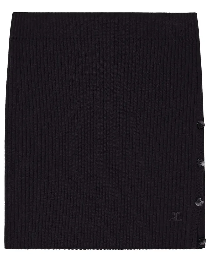 Courrèges Gerippter Minirock - Schwarz Schwarz